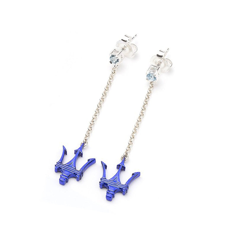 Blue Trident Pendant Earrings