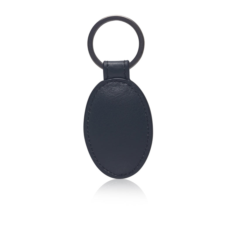 Oval leather keychain