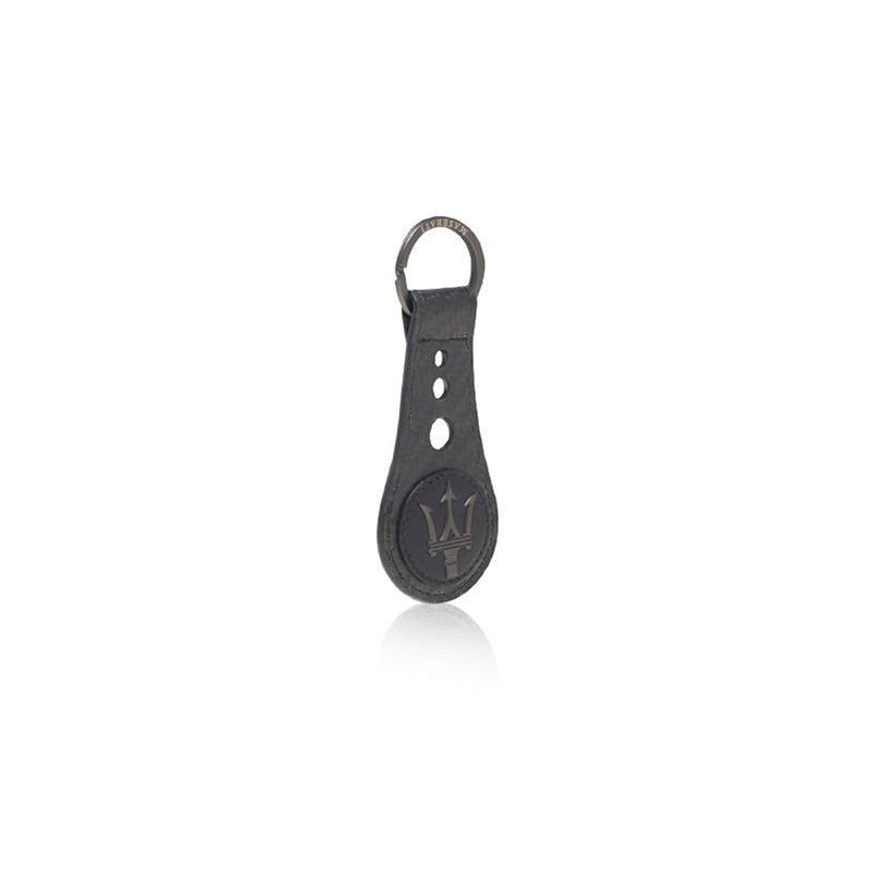 Carbon and black leather keychain