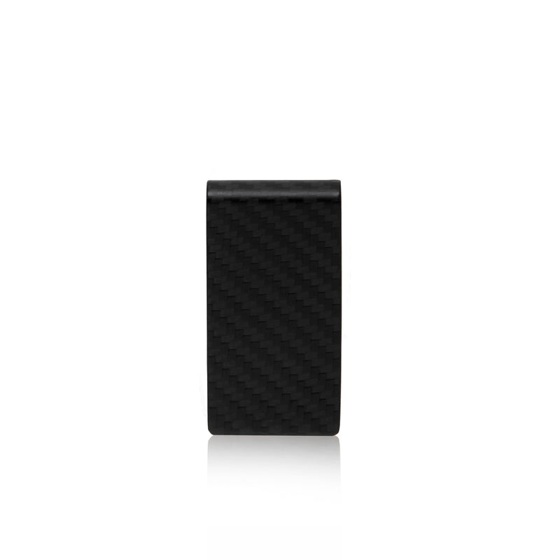 Carbon money clip with red trident