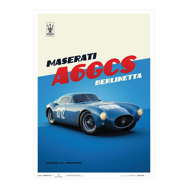 Design Poster A6GCS Berlinetta Blu
