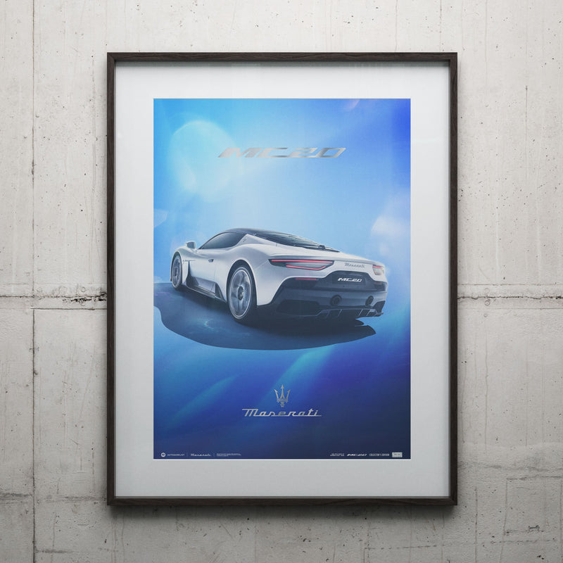Design Poster MC20 Rear View Blue - Collector's Edition