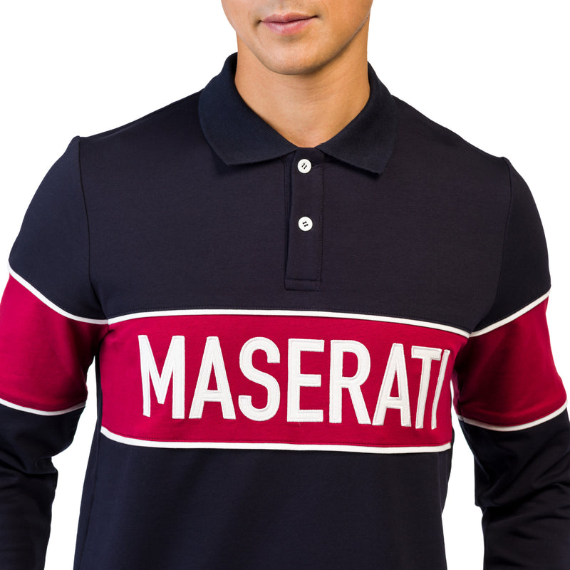 Men's long-sleeved Polo Blue and Red