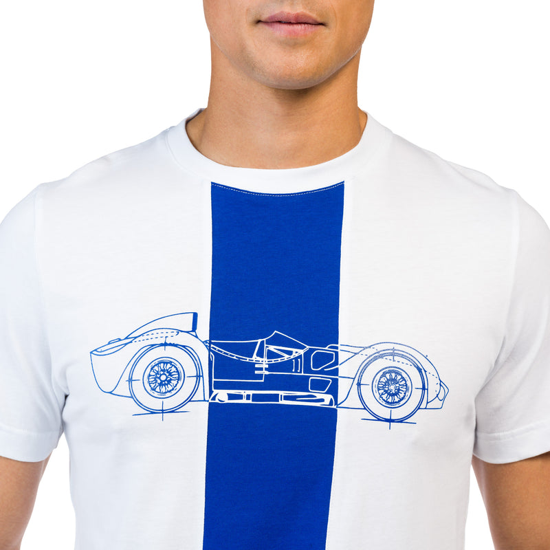 Men's White and Blue T61 T-Shirt