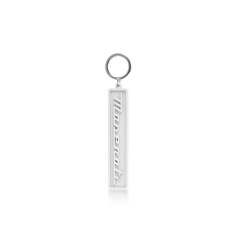 White Keychain with Maserati Lettering