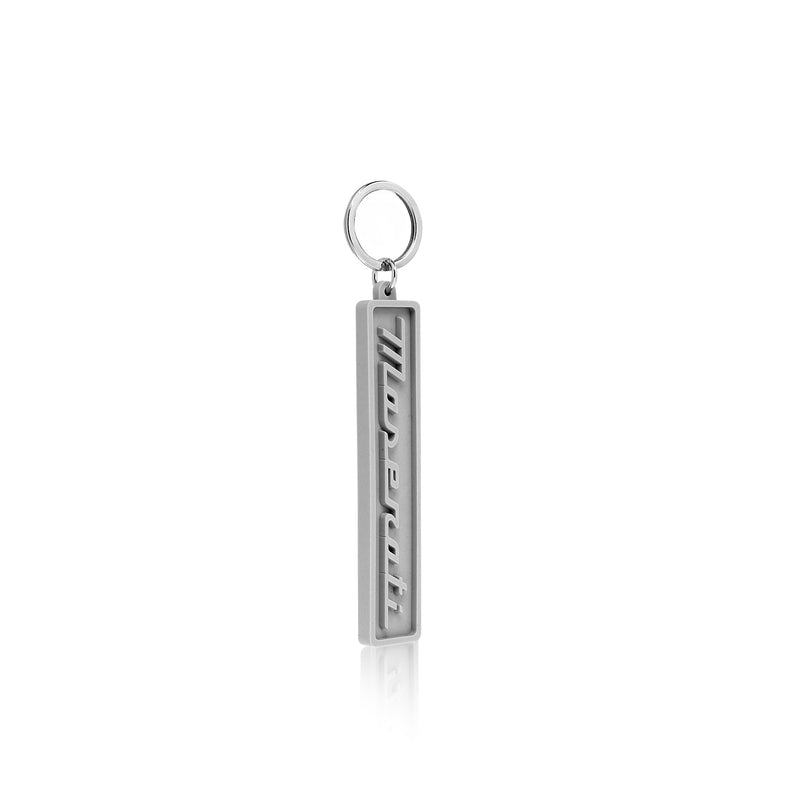 White Keychain with Maserati Lettering