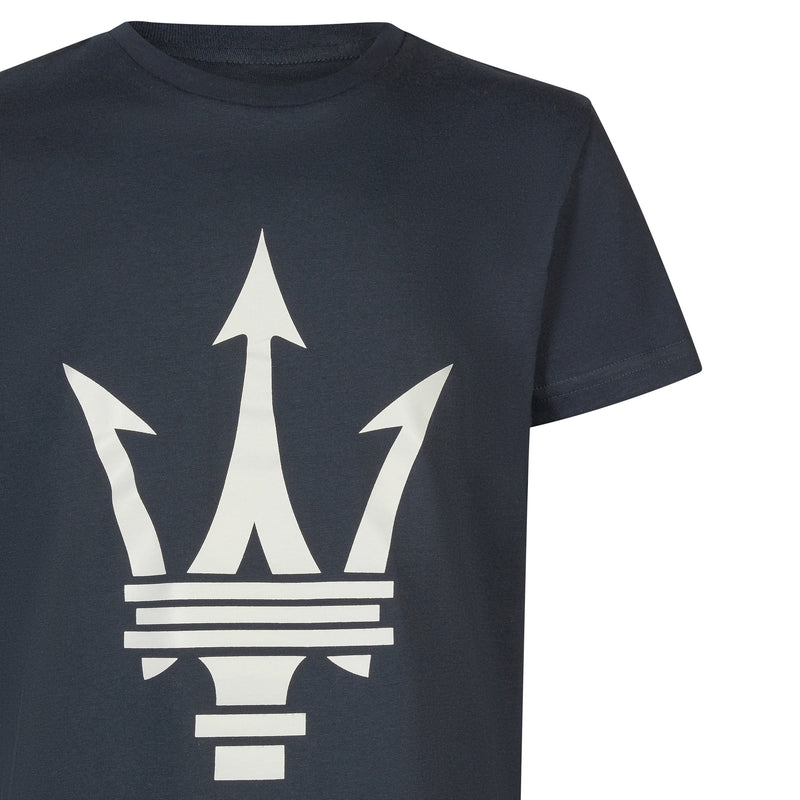 T-Shirt in Blau für MaseratiStore mit Maxi-Dreizack – Kinder